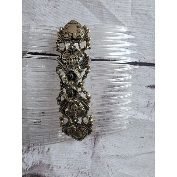 Gold Tone Metal Vintage Hair Combs plastic Wedding Prom READ main image 5